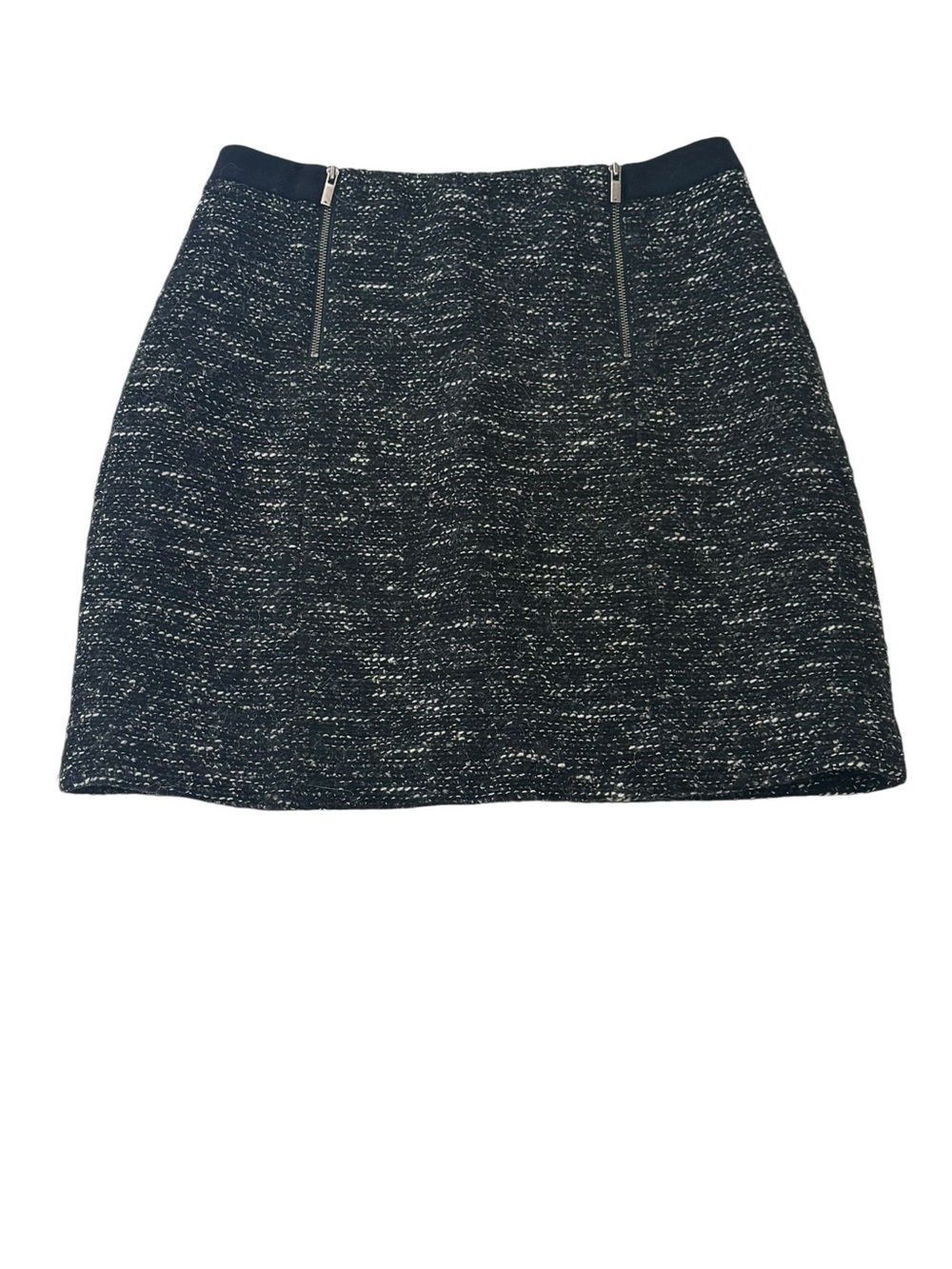 MARCS Black Multi Color Tweed Mini Skirt Dual Zippers Detail Size 8 Womens